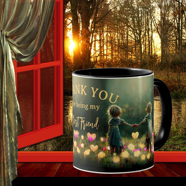 Tack Best Friend Artistic Kaffemugg (Skapare uppladdad)