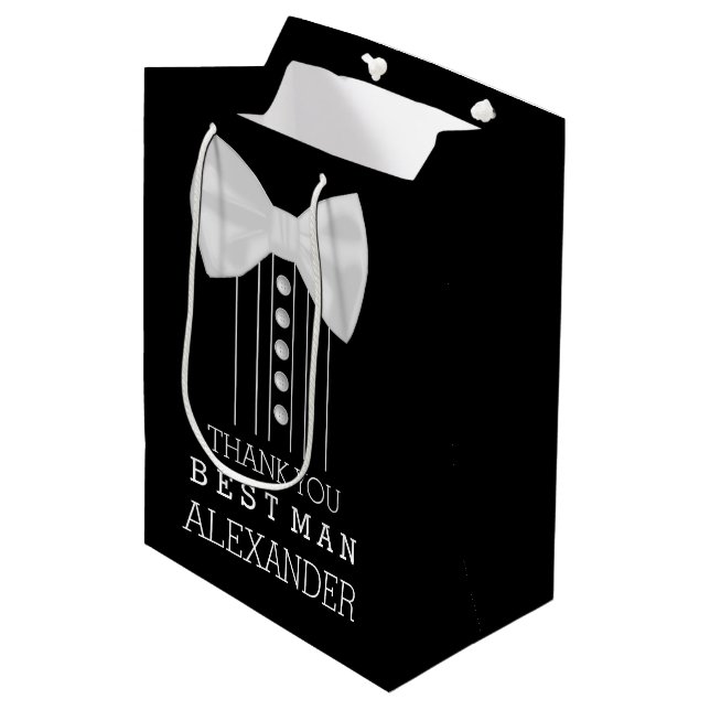 Tack Best Man White Bow Tie Tuxedo Shirt (Framsidan Vinklad)