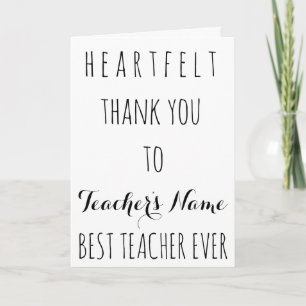Tack Best Teacher Aldrig Typografi Kort
