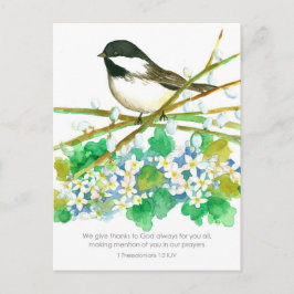 Tack Bible Scripture Thessalonians Chickadee Vykort