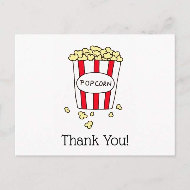 Tack Bio Teater Popcorn Röd Vit Hink Vykort (Framsida)