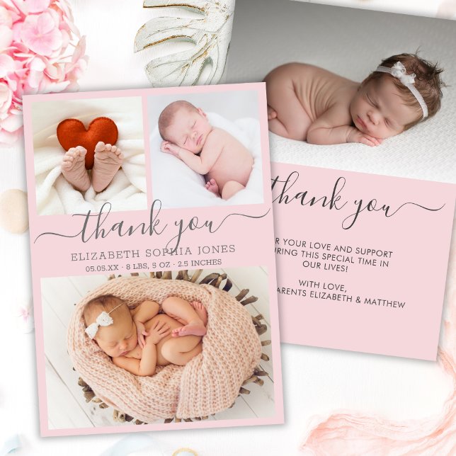 Tack Birth Notification  Photo Collage Meddelande (Skapare uppladdad)