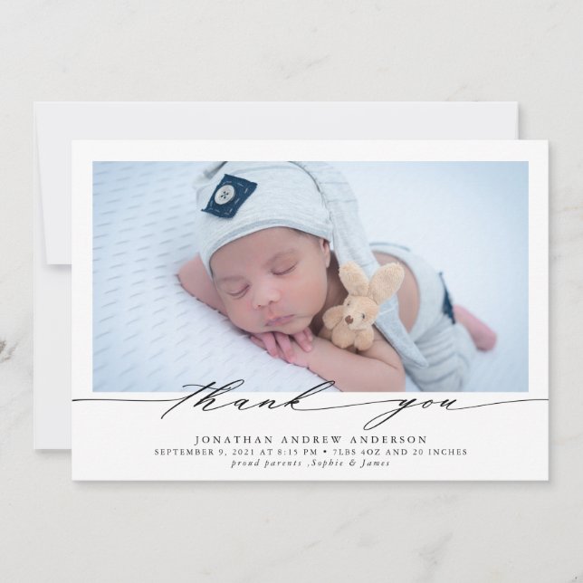 Tack Birth Photo Collage Announcement Meddelande (Framsida)