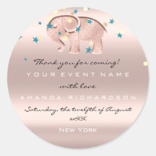 Tack Birthday Baby Shower Ro Elephant Girl Runt Klistermärke
