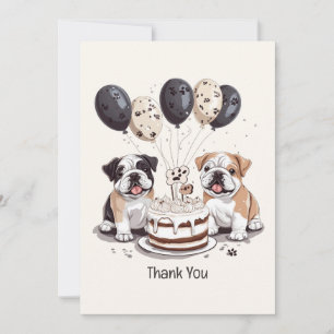 Tack Birthday Engelska Bulldog Kort