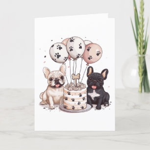 Tack Birthday Fransk Bulldog Party Hats Kort