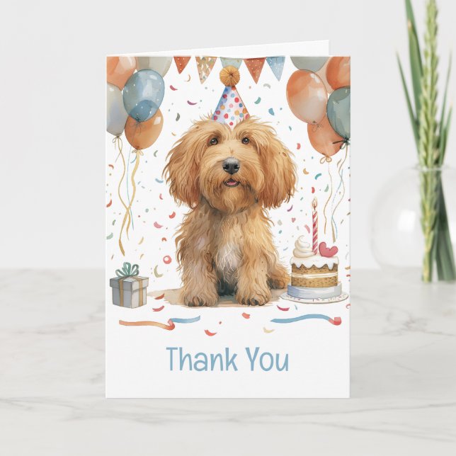 Tack Birthday Goldendoodle Hund Kort (Framsida)