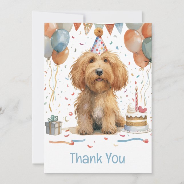 Tack Birthday Goldendoodle Hund Kort (Framsida)