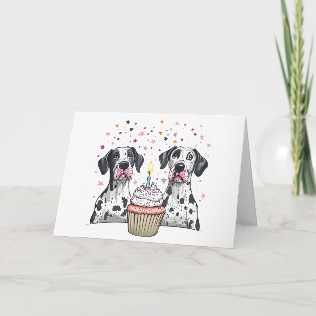 Tack Birthday Great dane Hundar Cuptårta (Framsida)