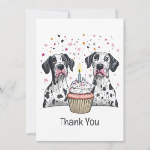 Tack Birthday Great dane Hundar Cuptårta Kort