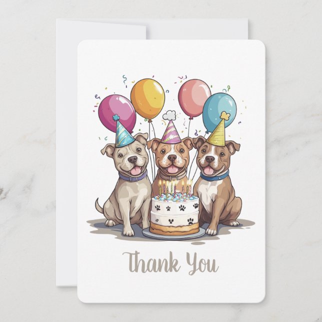 Tack Birthday Pit Bull Dogs Kort (Framsida)