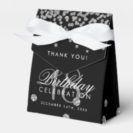 Tack Birthday Silver Glitter Confetti Black Presentaskar