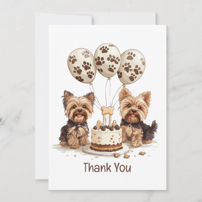 Tack Birthday Yorkie Hund Kort (Framsida)