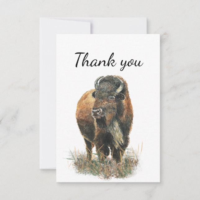 Tack Bison Buffalo Wildlife Animal Natature Art Kort (Framsida)