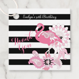 Tack Black and White Rand Rosa Flamingo Gåvor Etiketter