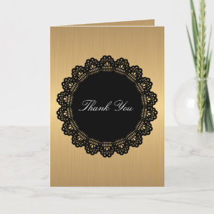 Tack Black Circle Snöre Golden Monogram Kort
