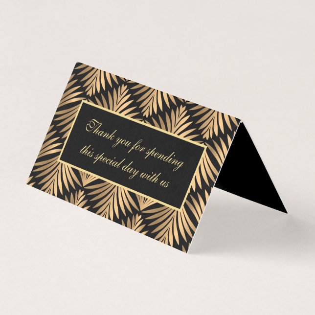 Tack Black Guld Art Deco Gatsby Bröllopsfest Kort (Framsida)