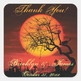 Tack Black Halloween-bröllop Stickers Fyrkantigt Klistermärke
