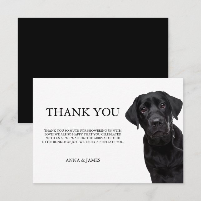 Tack, Black Labrador Baby Shower-kort Tack Kort (Fram/baksida)