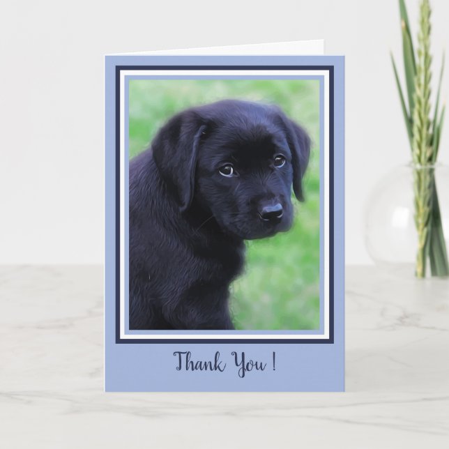Tack Black Labrador Puppy Cute Hund Blue (Framsida)