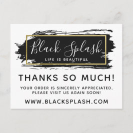 Tack Black Paint Stroke & Guld 4-Photo Vykort