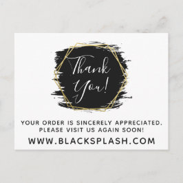 Tack Black Paint Stroke & Modern Guld Geo Vykort