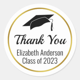 Tack Black White Guld klass 2023 Student Runt Klistermärke