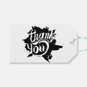Tack Black & White Paint Splat Gift Bröllop Presentetikett