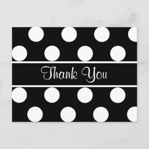 Tack Black & White Polka-punkt Vykort
