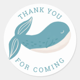 Tack. Blåval. Nautiskt barn fyller år Runt Klistermärke