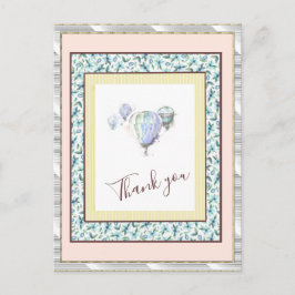 Tack Blommigt Blue Balloon Spark Silver Vykort