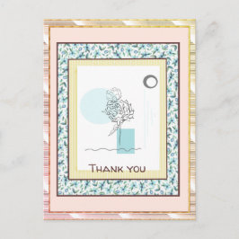 Tack Blommigt Blue Guld Spark Abstrakt Vykort