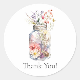 "Tack" Blommigt Burk Florist Business Sticker Runt Klistermärke