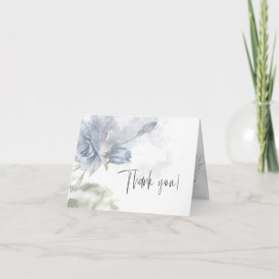 Tack Blommigt för vattenfärg Dusty Blue Ro Kort