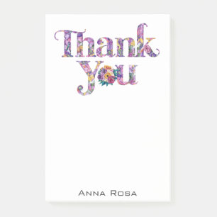 *~* Tack Blommigt Gratitude Manifestation AP85 Post-it Block