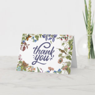 Tack Blommigt Hummingbird & Butterfly Card Kort