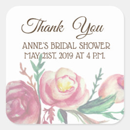 Tack, Blommigt Möhippa Stickers Fyrkantigt Klistermärke