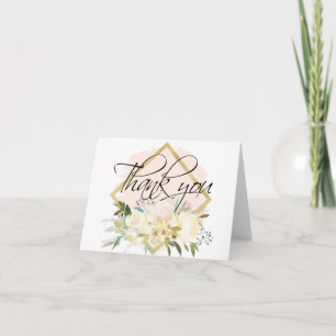 TACK Blommigt Rosa Guld Shower Bröllop BLANK Kort