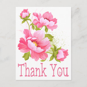 Tack Blommigt Rosa Peonies Flower Postcard Vykort