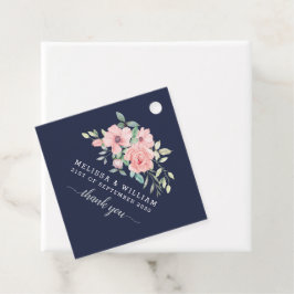 Tack Blommigt Watercolor Navy Bröllop Gåvor Etiketter