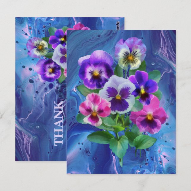 Tack blommor Viola Penséer Vykort (Fram/baksida)