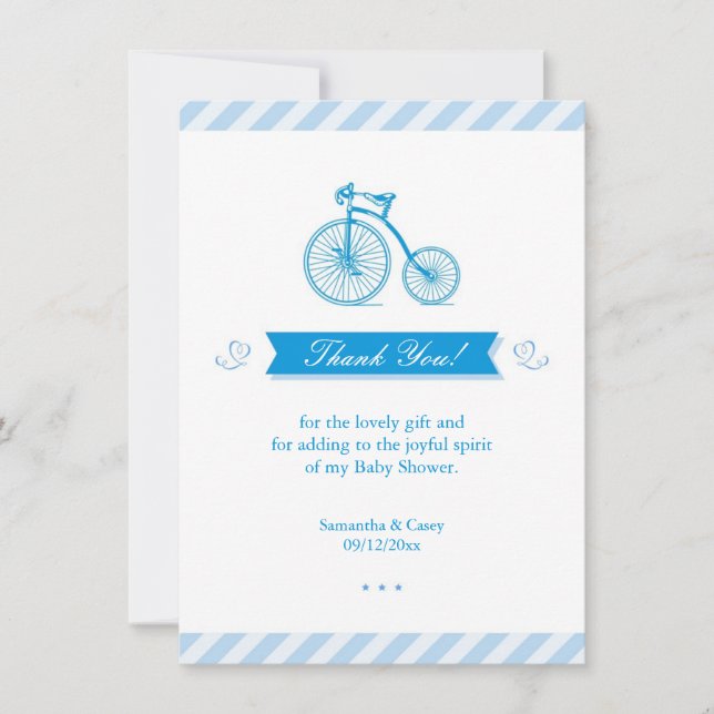 Tack Blue Baby Shower Card Inbjudningar (Framsida)