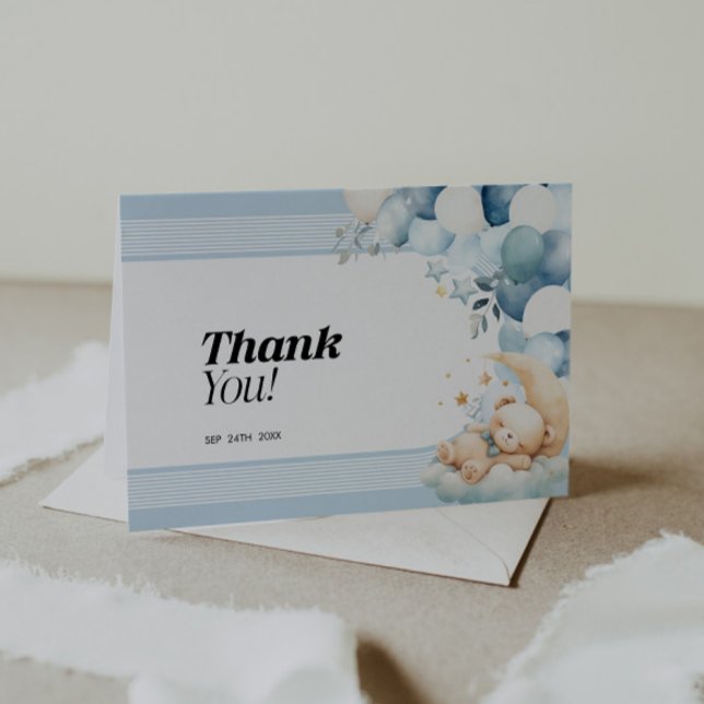 Tack Blue Boy Shower Card Anteckningskort (Skapare uppladdad)