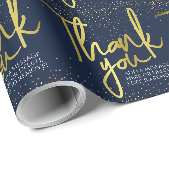 Tack Blue Gold Typografi Presentpapper (Rullad Hörn)