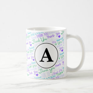 Tack Blue Ord Art Monogram Kaffemugg