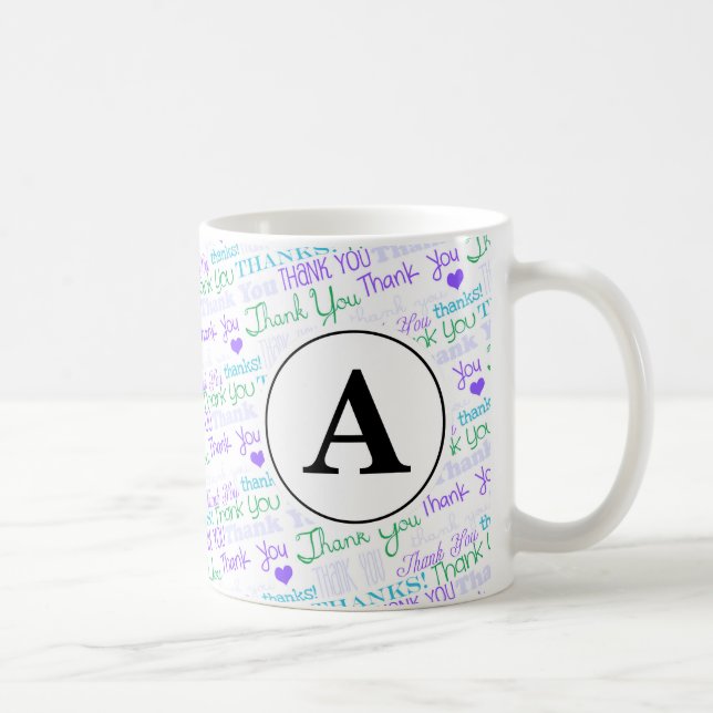Tack Blue Ord Art Monogram Kaffemugg (Höger)