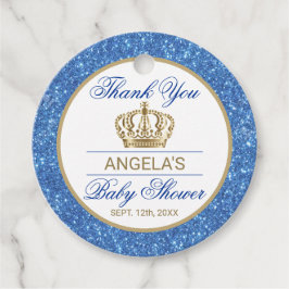 Tack Blue Prince Guld Krona Baby Shower Gåvor Etiketter