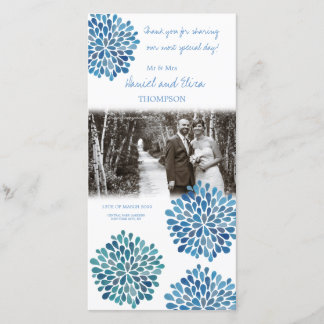 Tack Blue Watercolor Dahlias Bröllop Kort