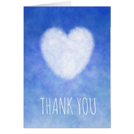 Tack Blue - White Cloud Heart Card Hälsningskort