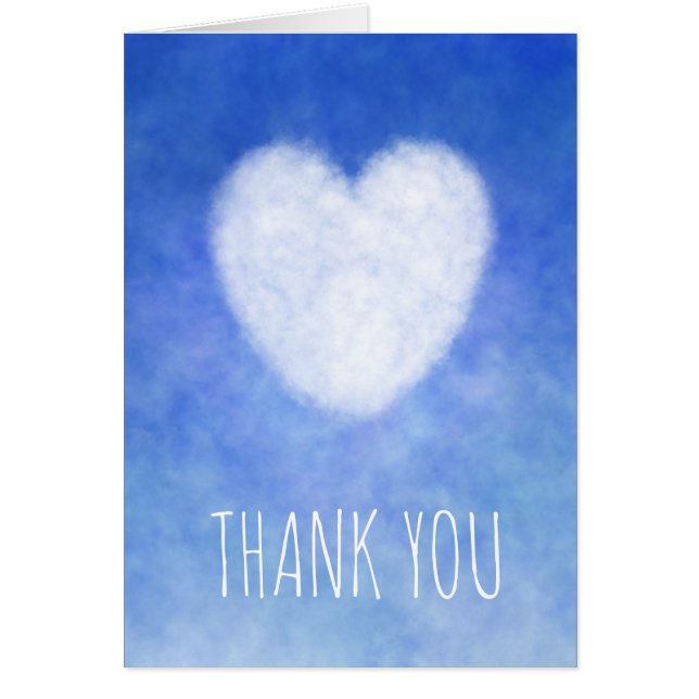 Tack Blue - White Cloud Heart Card Hälsningskort (Framsidan)